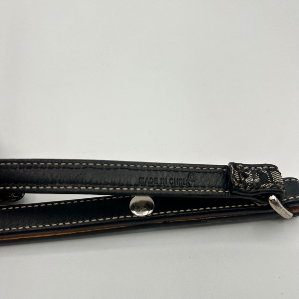 Coach 4005 Small Dog Leash Black Gray Signature C Monogram Leather Trim Canvas - Picture 3 of 4